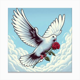 Dove With Rose 1 Canvas Print