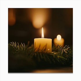 Christmas Candles On A Table Canvas Print