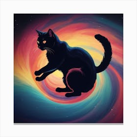 Black Cat In Space Canvas Print