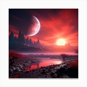 An Alien Planet With Red Sky 2:7 Canvas Print