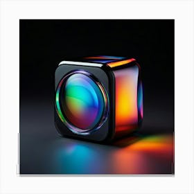 High Resolution 3d Glass Like Camera Icon Smooth Curves Modern Aesthetic Rainbow Spectrum Refract Canvas Print