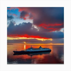 Sunset On A Cruise Ship 4 Canvas Print