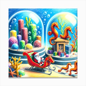 Super Kids Creativity:Santa Claus In The Sea Canvas Print