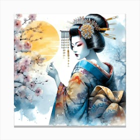 Japan Traditional Geisha Illustration By Ad 62 Canvas Print