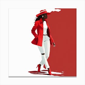 Woman In Red Coat Canvas Print