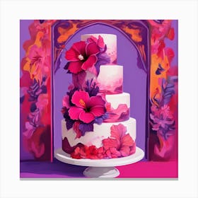 Floral Wedding Cake Canvas Print