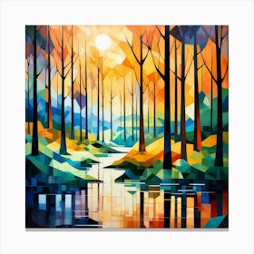 Cubism Art, Abstract forest Canvas Print