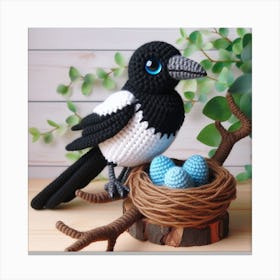 Amigurumi, Magpie bird 3 Canvas Print