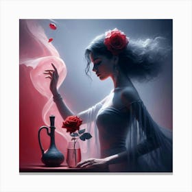 Girl With Roses Canvas Print