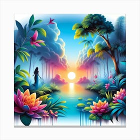 Sunset In The Jungle Canvas Print