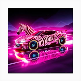 Neon Zebra Car Canvas Print