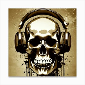Skull With Headphones 141 Canvas Print