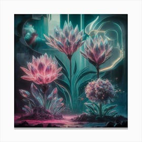 Generate A Surreal Scene Of Crystal Flowers Bloomi Tsgzwxfcsaqgfmhjvrtdvw Qhhefy Canvas Print