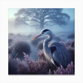 Heron In The Mist 2 Canvas Print