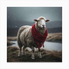 Sheep In The Snow Canvas Print