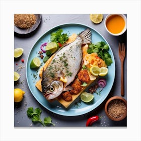 Fish On A Plate Canvas Print