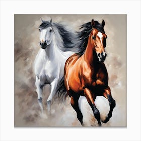 Two Horses Running 1 Canvas Print
