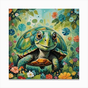 Turtle In The Garden Canvas Print