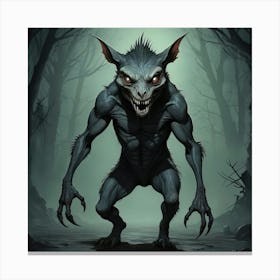 Chupacabra with glowing eyes Halloween Canvas Print