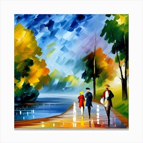 More People Walking In The Thameside Park Canvas Print