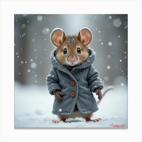 Mouse In The Snow Canvas Print