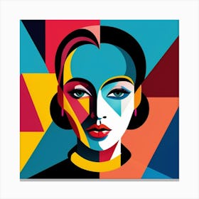 Retro Cubism Face Canvas Print