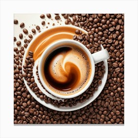 Coffee And Coffee Beans Canvas Print