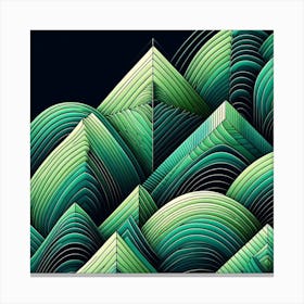 Geometric Art Green waves of palm leaf 3 Canvas Print