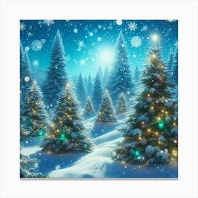 Christmas Trees In The Snow Canvas Print