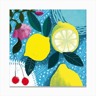 Lemon And Cherries Canvas Print