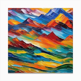 Abstract Mountain Landscape Painting Canvas Print