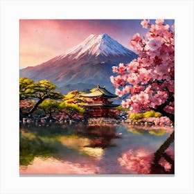 Japanese Sakura In Mountain 2 Canvas Print