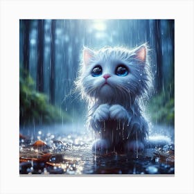 Cute Kitten In The Rain 1 Canvas Print