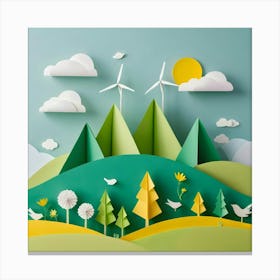 Landscape With Wind Turbines 1 Canvas Print