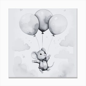 Mouse With Balloons Canvas Print