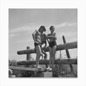 Untitled Photo, Possibly Related To Rupert, Idaho, Schoolboys In Swimming By Russell Lee Canvas Print