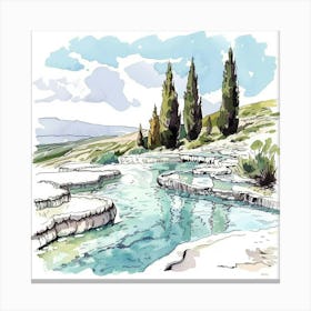 A Pamukkale In Turkey Hand Drawn Sketch Illustra 1720349300 4 Canvas Print