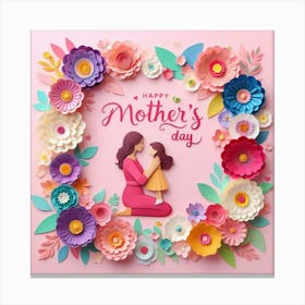 Happy Mother's Day Flower Paper Art Canvas Print