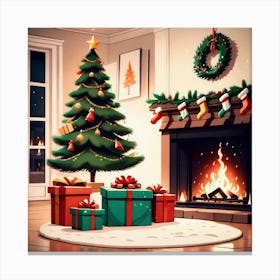 Christmas Tree In The Living Room 57 Canvas Print
