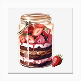 Strawberry Cake In A Jar 5 Canvas Print