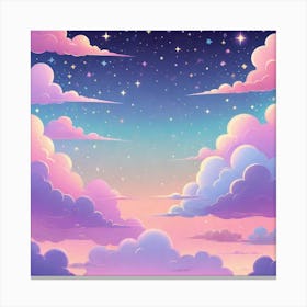 Sky With Twinkling Stars In Pastel Colors Square Composition 304 Canvas Print