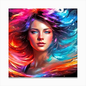 Girl With Colorful Hair 6 Canvas Print