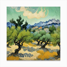 Olive Trees With The Alpilles In The Background, Vincent Van Gogh Art Print 1 Canvas Print