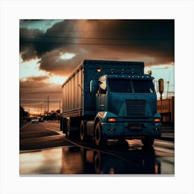 Sunset With Truck (5) Canvas Print