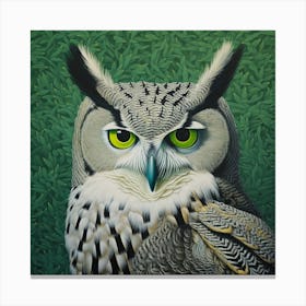 Ohara Koson Inspired Bird Painting Great Horned Owl 4 Square Canvas Print