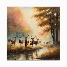 Herd of deer 1 Canvas Print