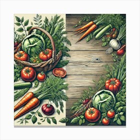 Farm To Table Freshness Printed Art An Inviting Illustration Celebrating Fresh, Locally Sourced Ingredients, Perfect For Bringing A Natural And Wholesome Touch To Any Restaurant Space Printed Art Canvas Print