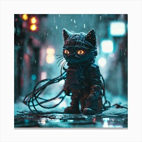 Kitty In The Rain Canvas Print