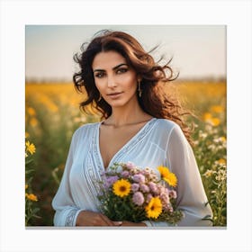 Outdoor Portrait Of A Beautiful Middle Aged Asia Woman Canvas Print
