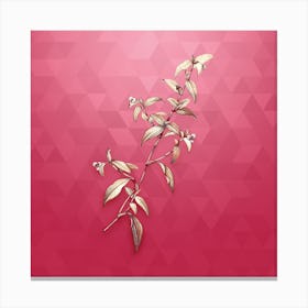 Vintage Birdbill Dayflower Botanical in Gold on Viva Magenta n.0401 Canvas Print